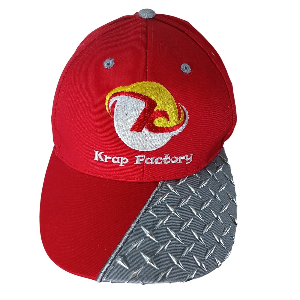 Cap‎ America Krap Factory Red Hat Novelty Diamond Plate Bill Cap